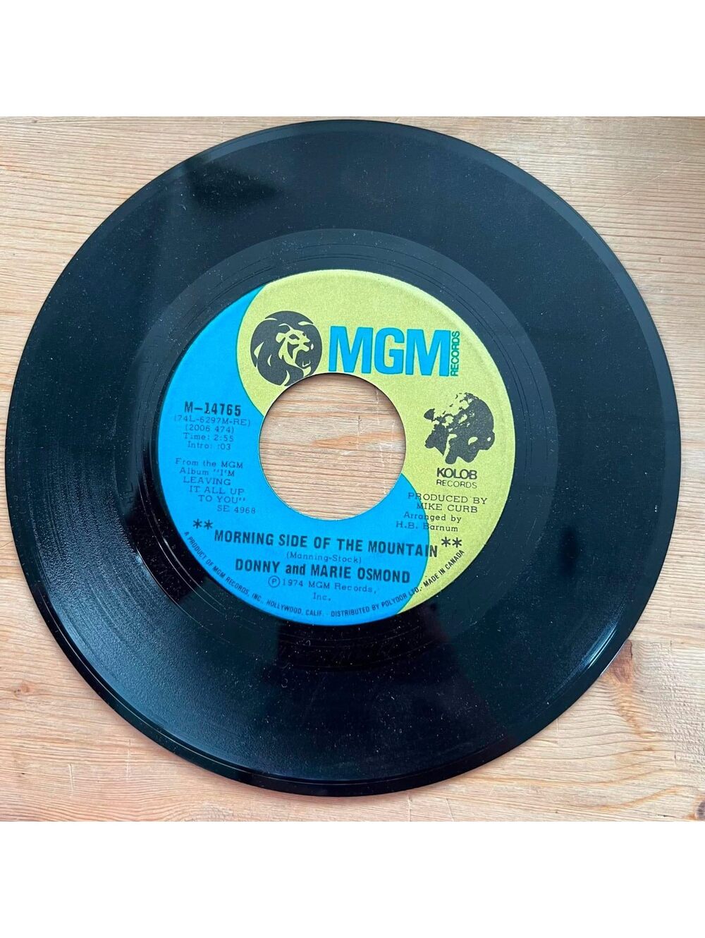 Donny and Marie Osmond - Morning Side of the Mountain 45rpm VG+ R08